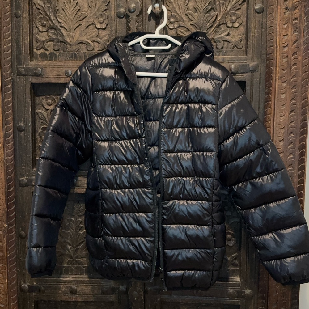 Kids Black Puffer Jacket with Hood